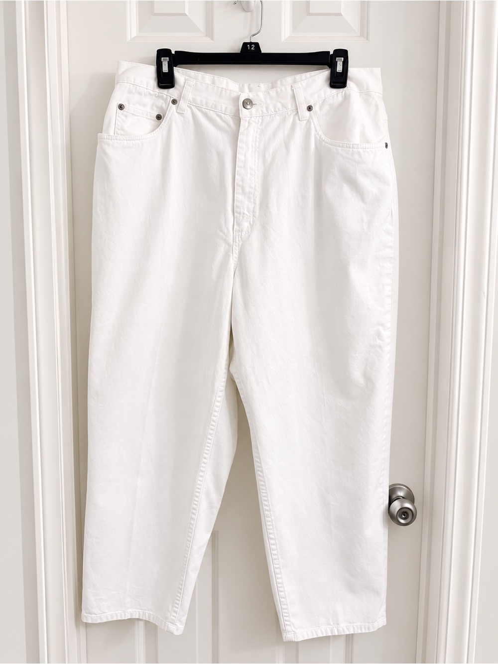 L.L. Bean Women’s White Jeans 18 Petite High Rise Straight Leg 100% Cotton